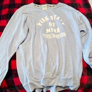 Pink brand sweatshirt baby blue size medium